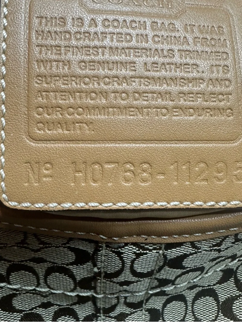 Rare Coach Ergo Khaki Signature mini C’s Canvas Hobo Tote with Caramel Leather - Picture 10 of 13